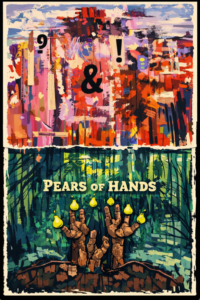 A piece of artwork showing a pear tree and hands